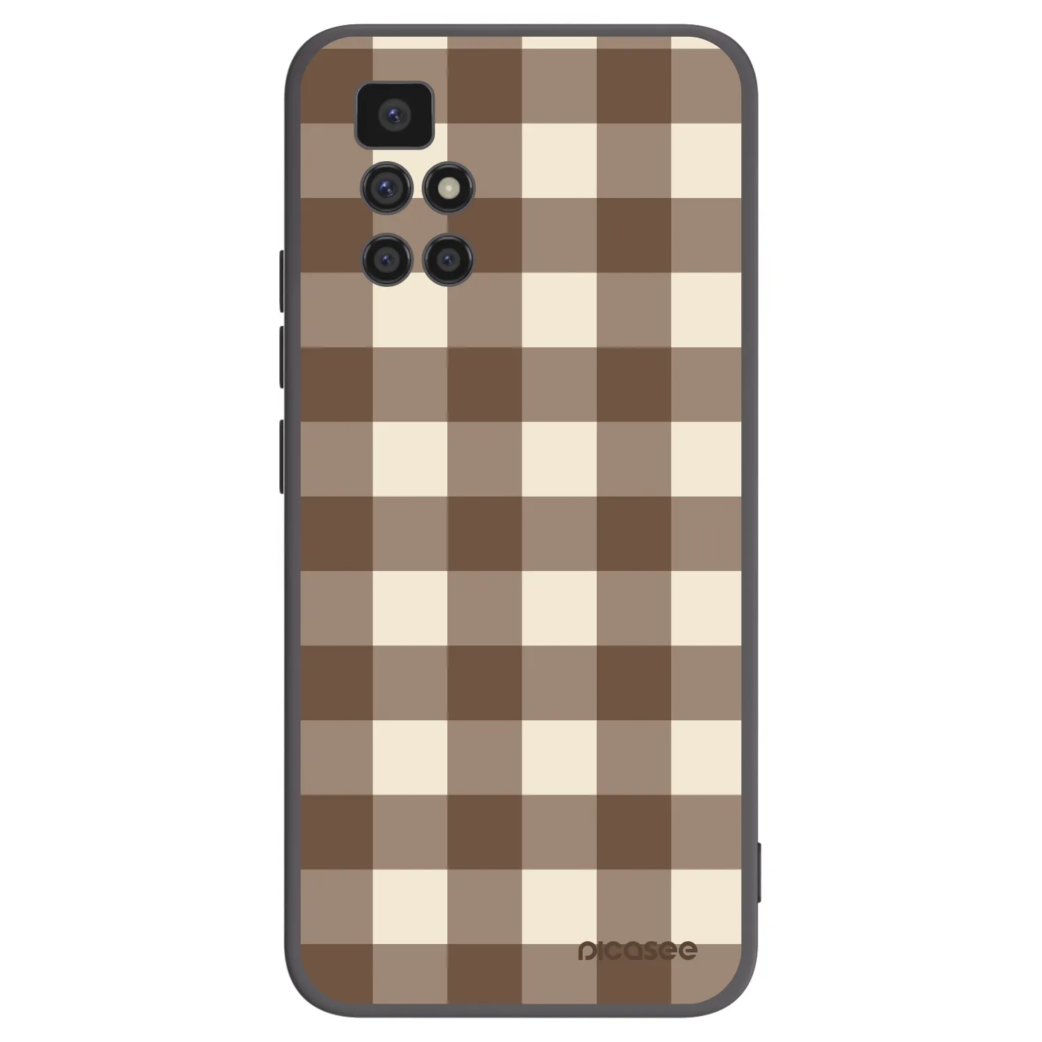 Picasee Xiaomi Redmi 10 Hülle - Schwarzes Silikon - Brown grid