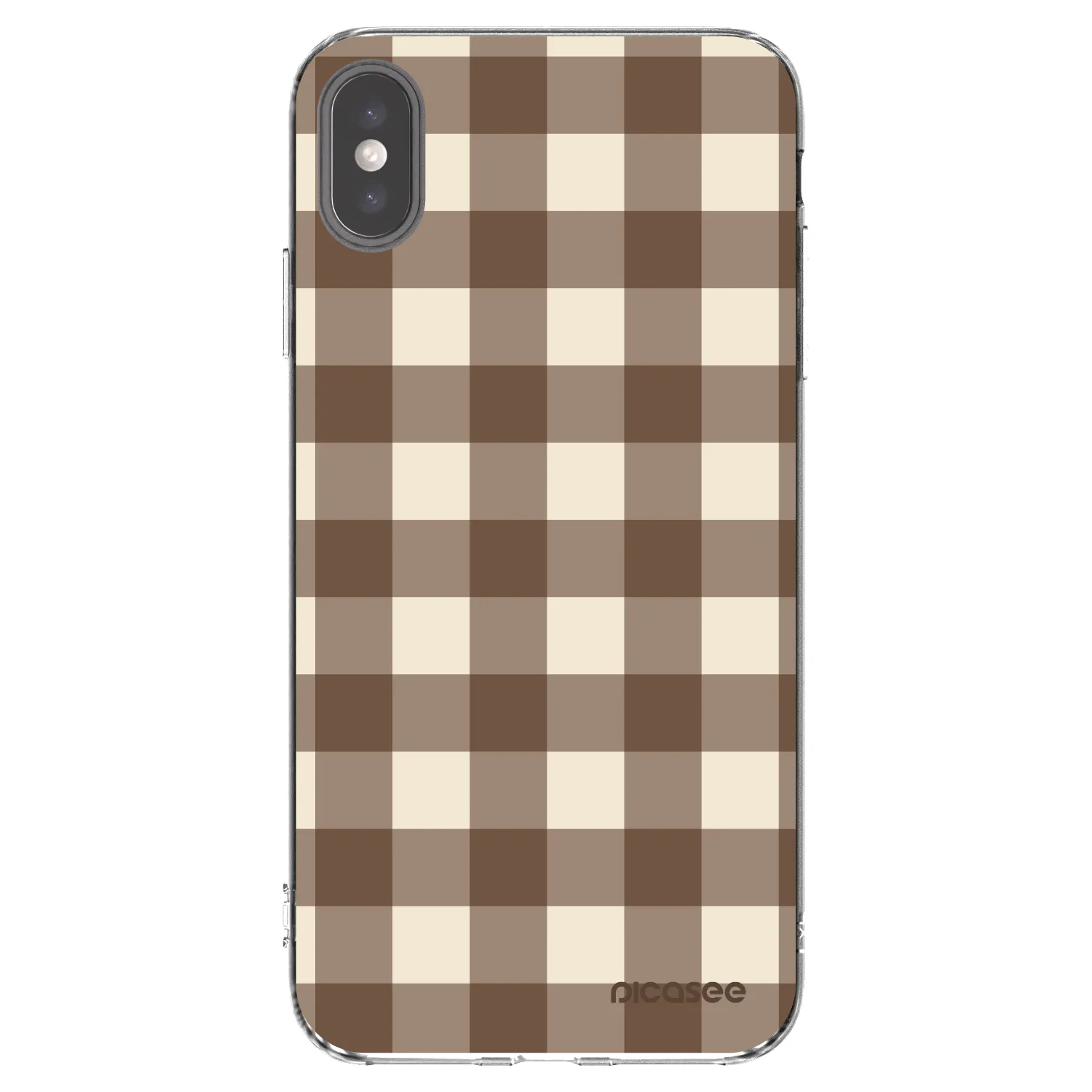 Picasee Apple iPhone XS Max Hülle - Transparentes Silikon - Brown grid