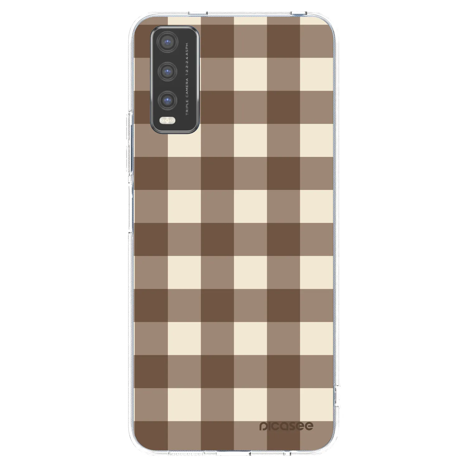 Picasee Vivo Y20s Hülle - Transparentes Silikon - Brown grid