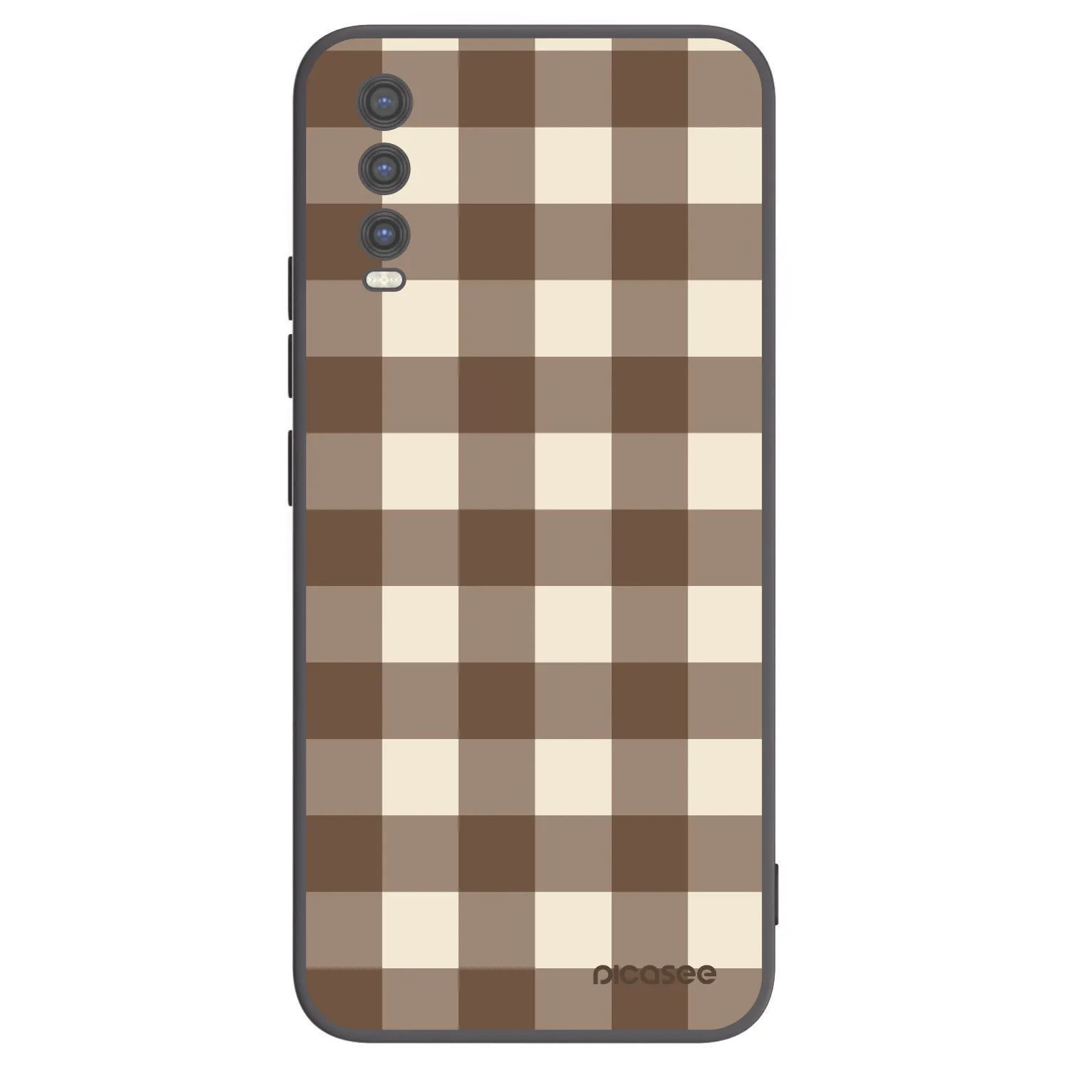 Picasee Vivo Y20s Hülle - Schwarzes Silikon - Brown grid