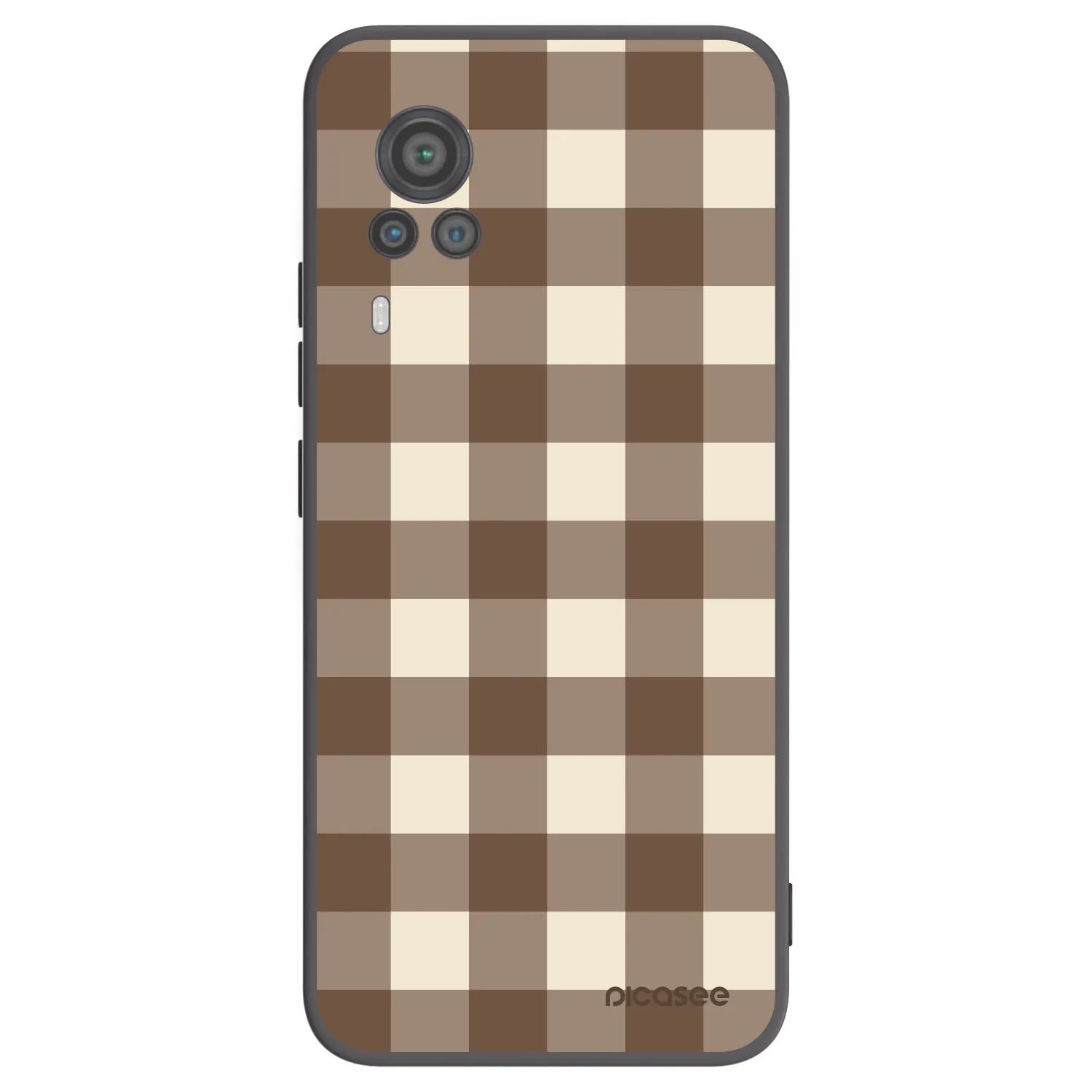 Picasee Vivo X60 Pro 5G Hülle - Schwarzes Silikon - Brown grid