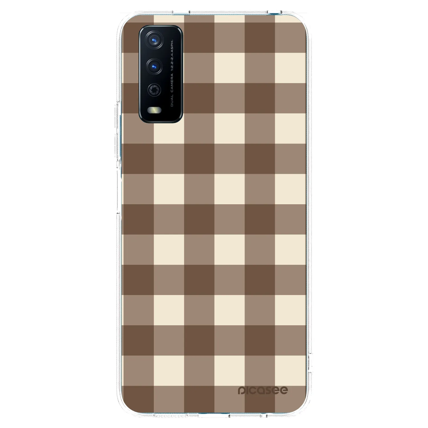 Picasee Vivo Y11s Hülle - Transparentes Silikon - Brown grid