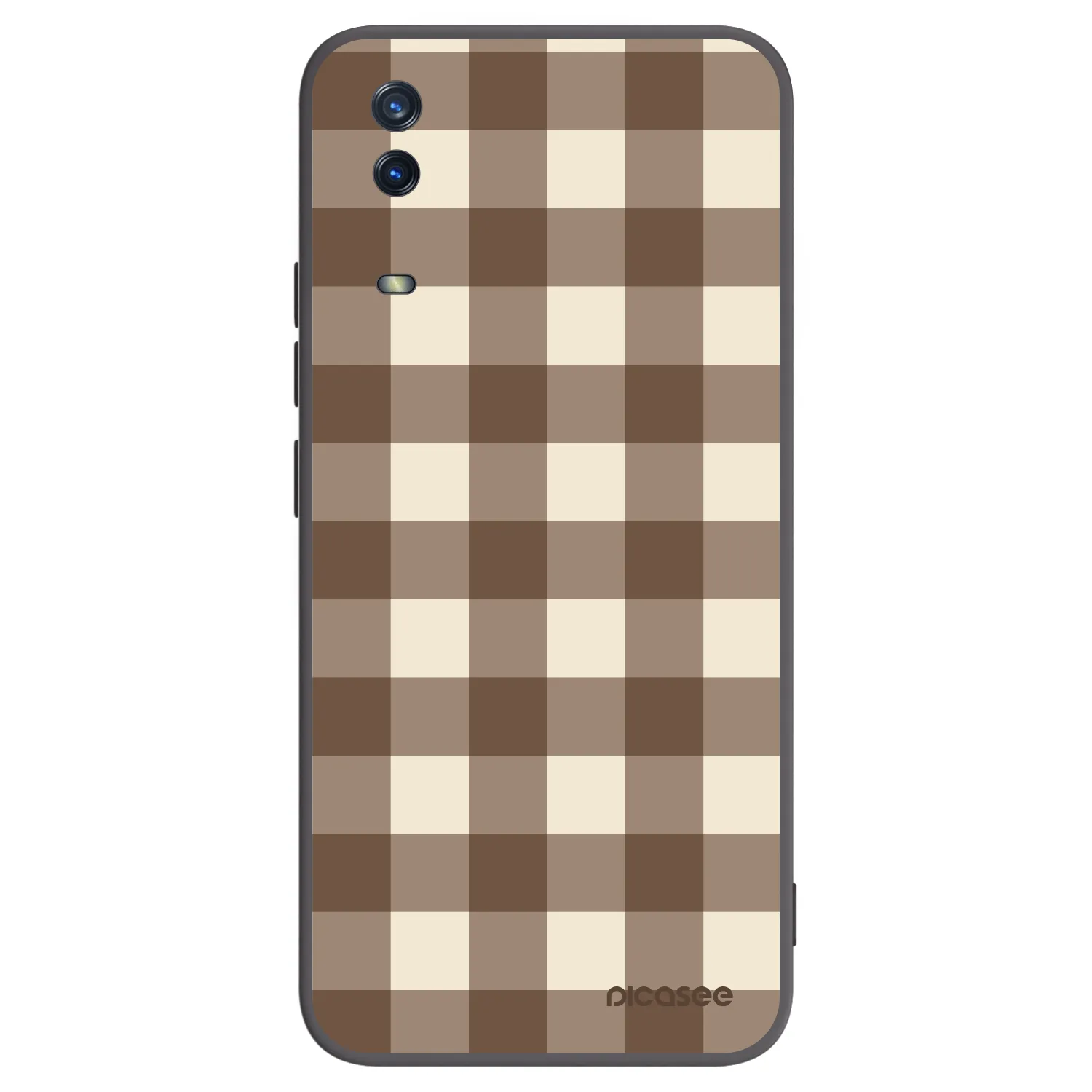 Picasee Vivo Y11s Hülle - Schwarzes Silikon - Brown grid