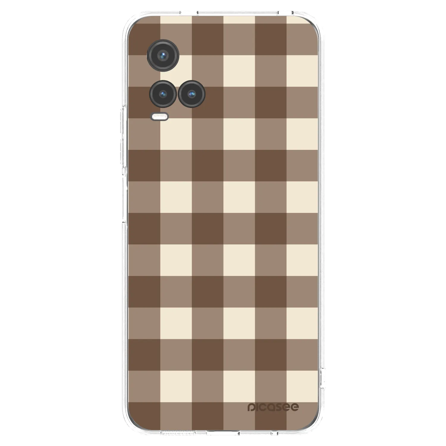 Picasee Vivo Y33s Hülle - Transparentes Silikon - Brown grid