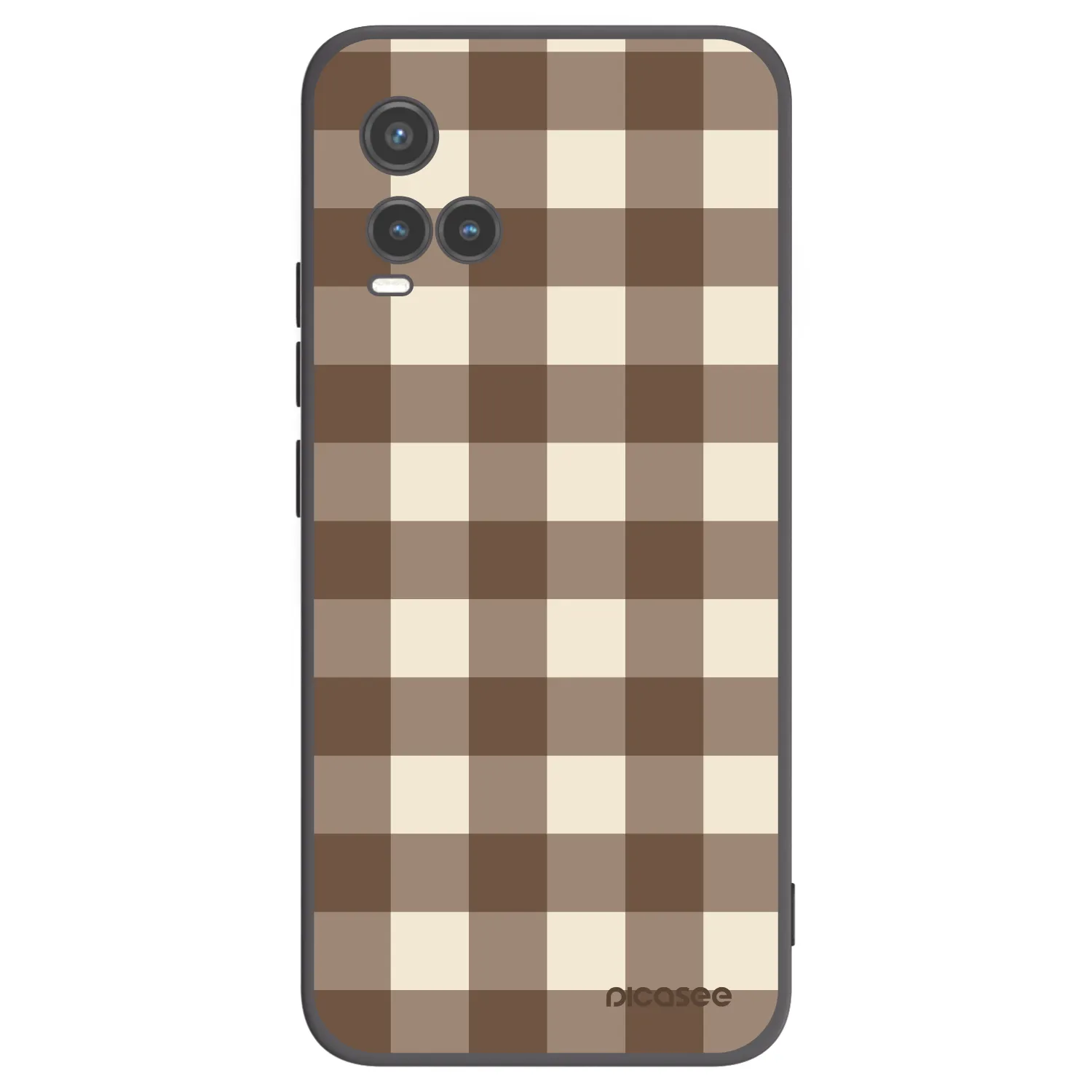 Picasee Vivo Y33s Hülle - Schwarzes Silikon - Brown grid
