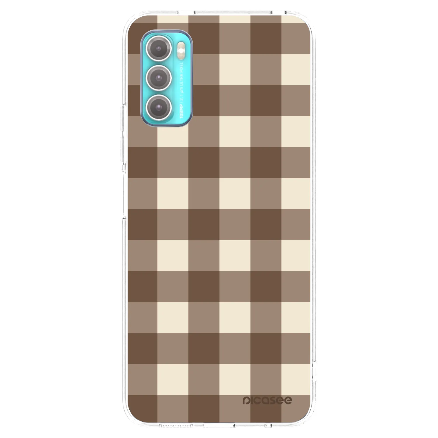 Picasee Motorola Moto G60 Hülle - Transparentes Silikon - Brown grid