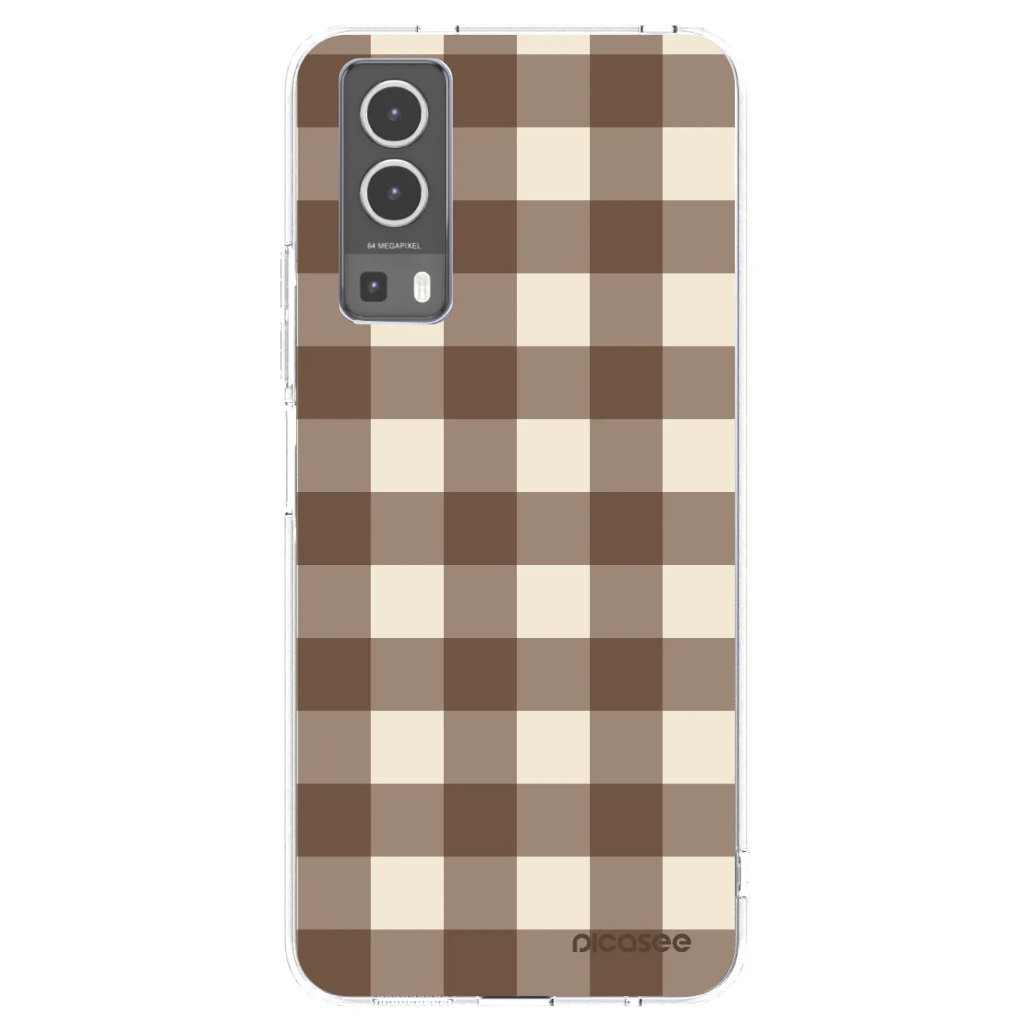 Picasee Vivo Y72 5G Hülle - Transparentes Silikon - Brown grid