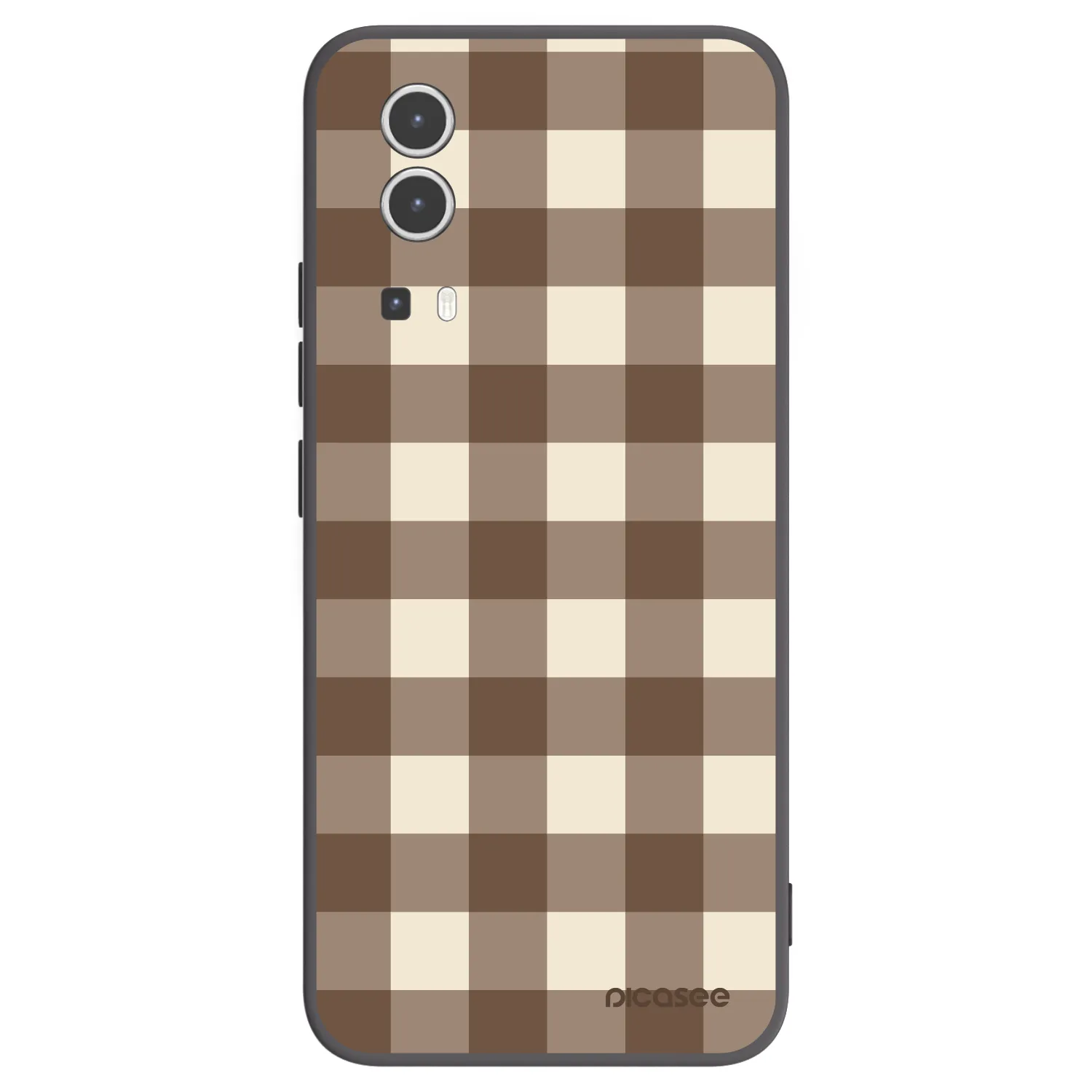 Picasee Vivo Y72 5G Hülle - Schwarzes Silikon - Brown grid