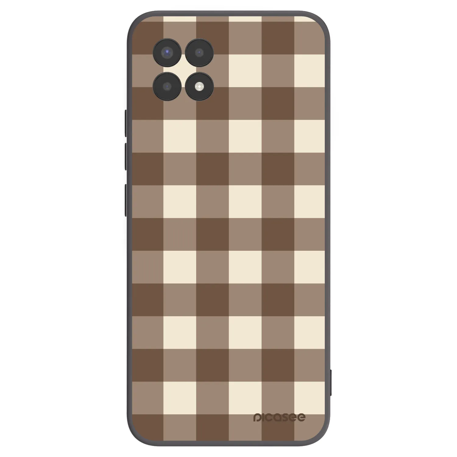 Picasee Realme 8i Hülle - Schwarzes Silikon - Brown grid