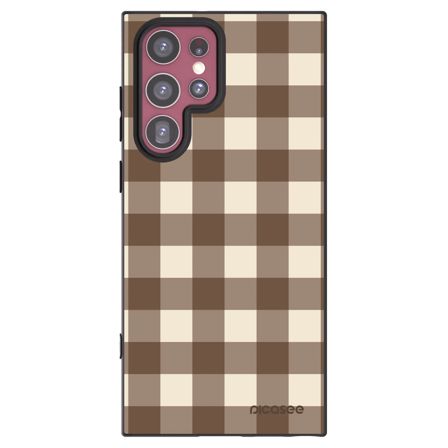 Picasee Samsung Galaxy S22 Ultra 5G Hülle - Schwarzes Silikon - Brown grid