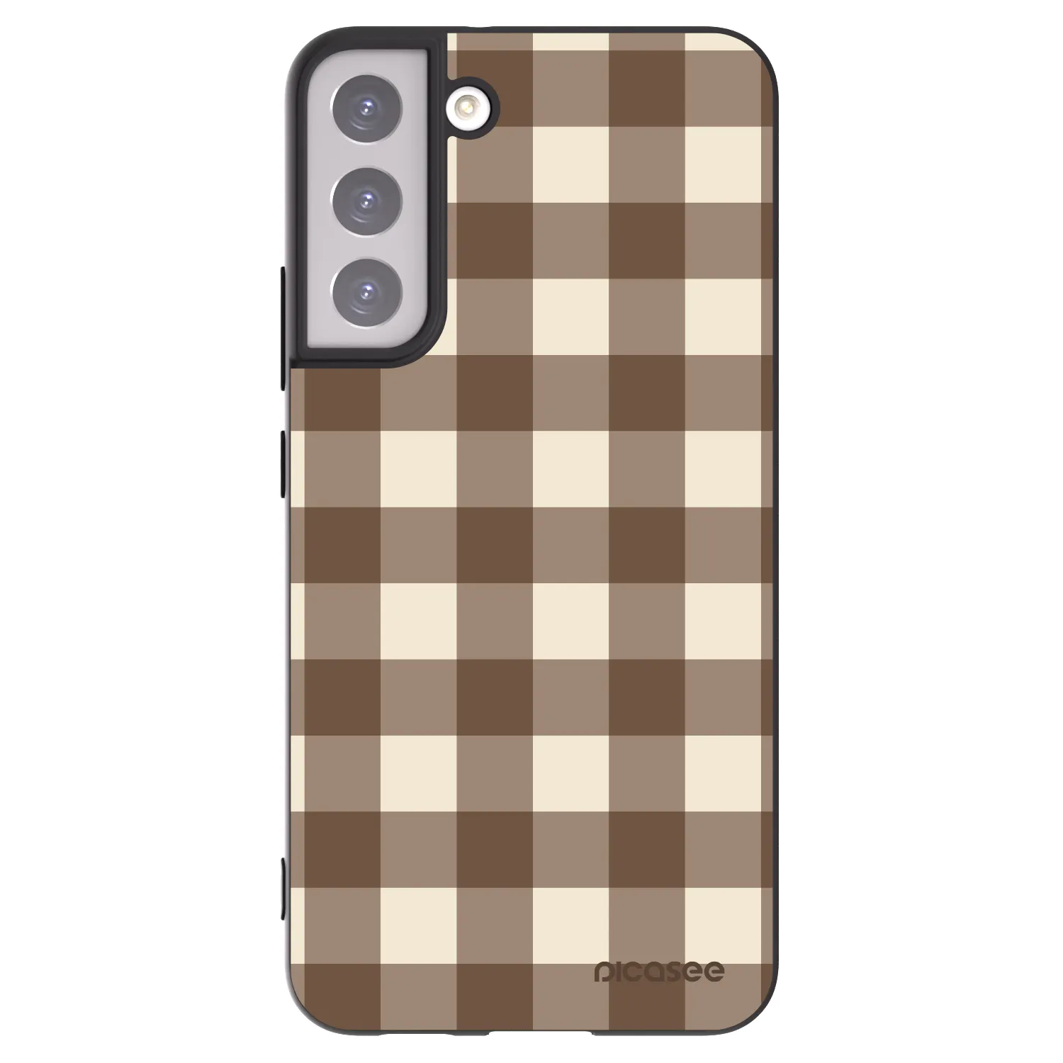 Picasee Samsung Galaxy S22+ 5G Hülle - Schwarzes Silikon - Brown grid