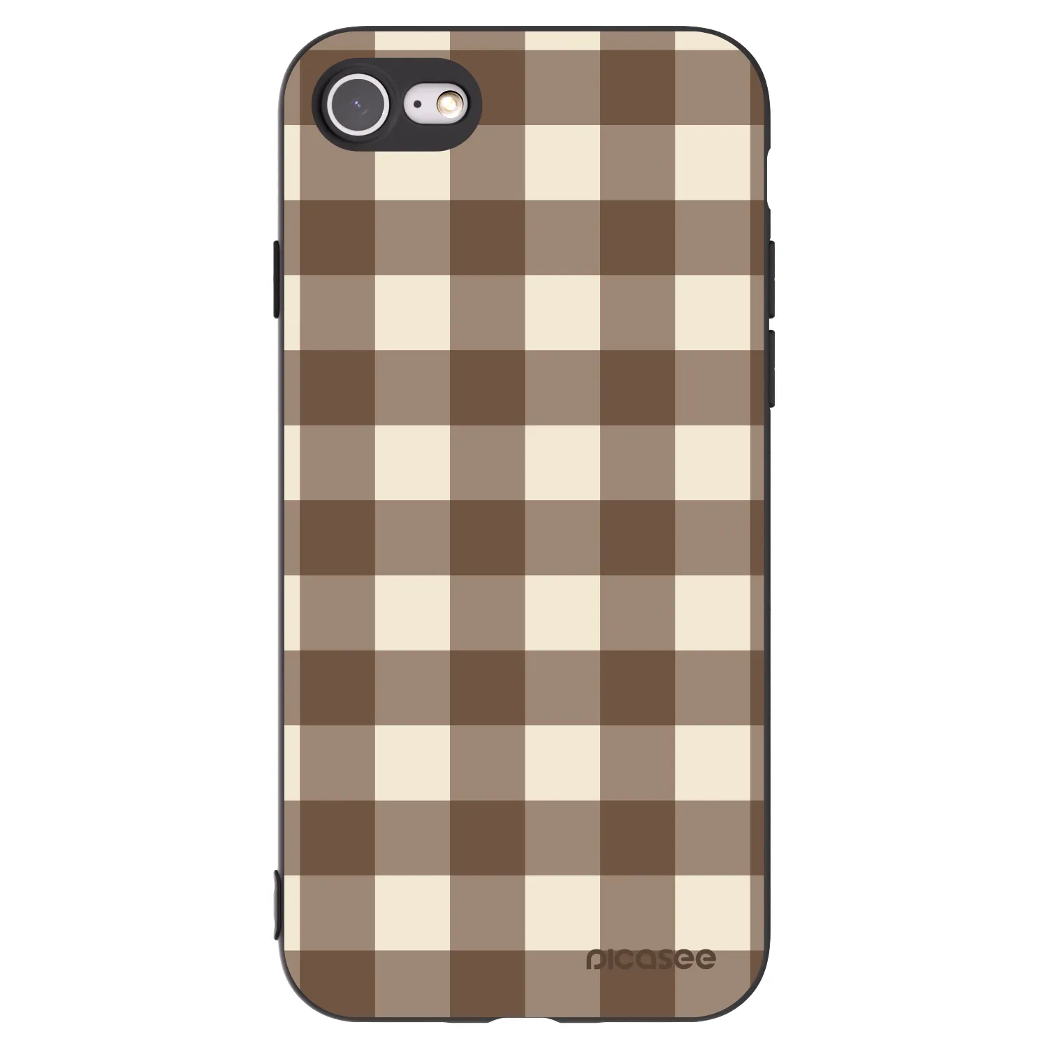 Picasee Apple iPhone SE 2022 Hülle - Schwarzes Silikon - Brown grid