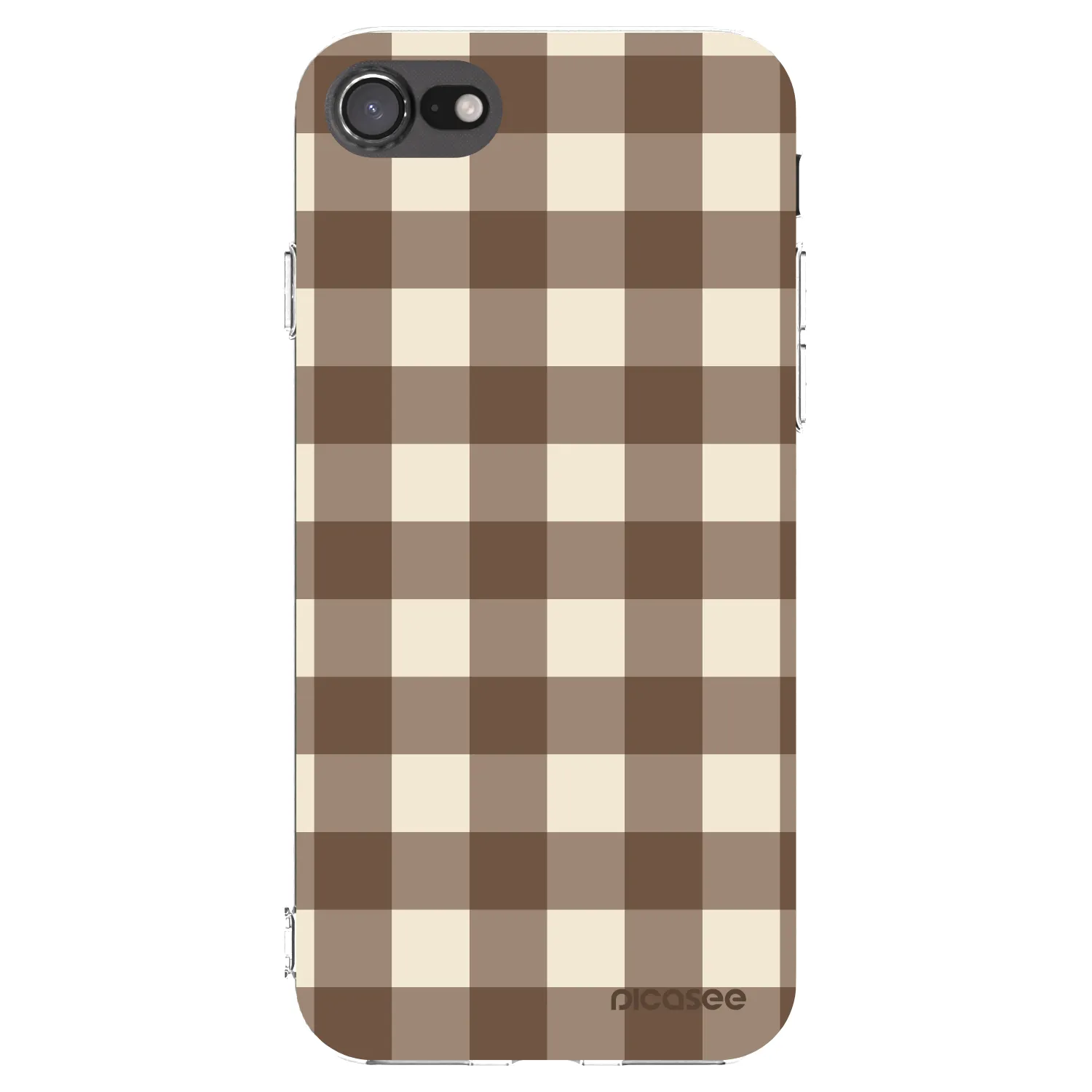 Picasee Apple iPhone SE 2022 Hülle - Transparentes Silikon - Brown grid