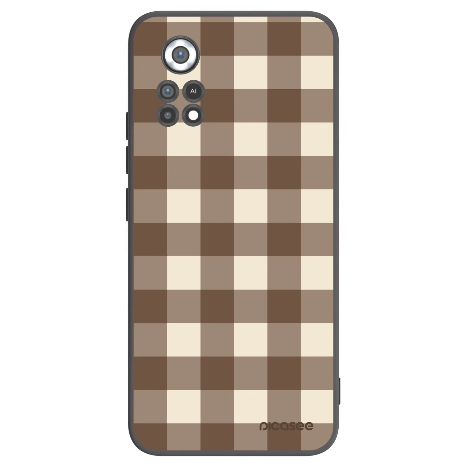 Picasee Xiaomi Poco X4 Pro 5G Hülle - Schwarzes Silikon - Brown grid
