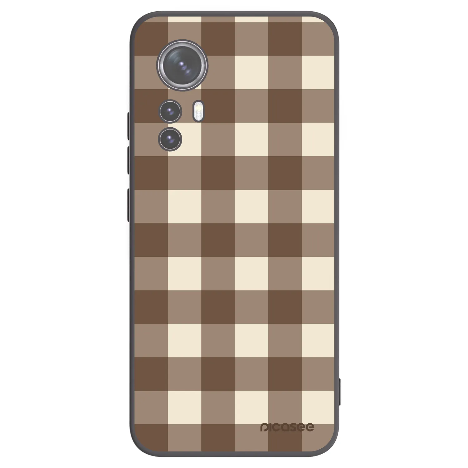 Picasee Xiaomi 12 Hülle - Schwarzes Silikon - Brown grid