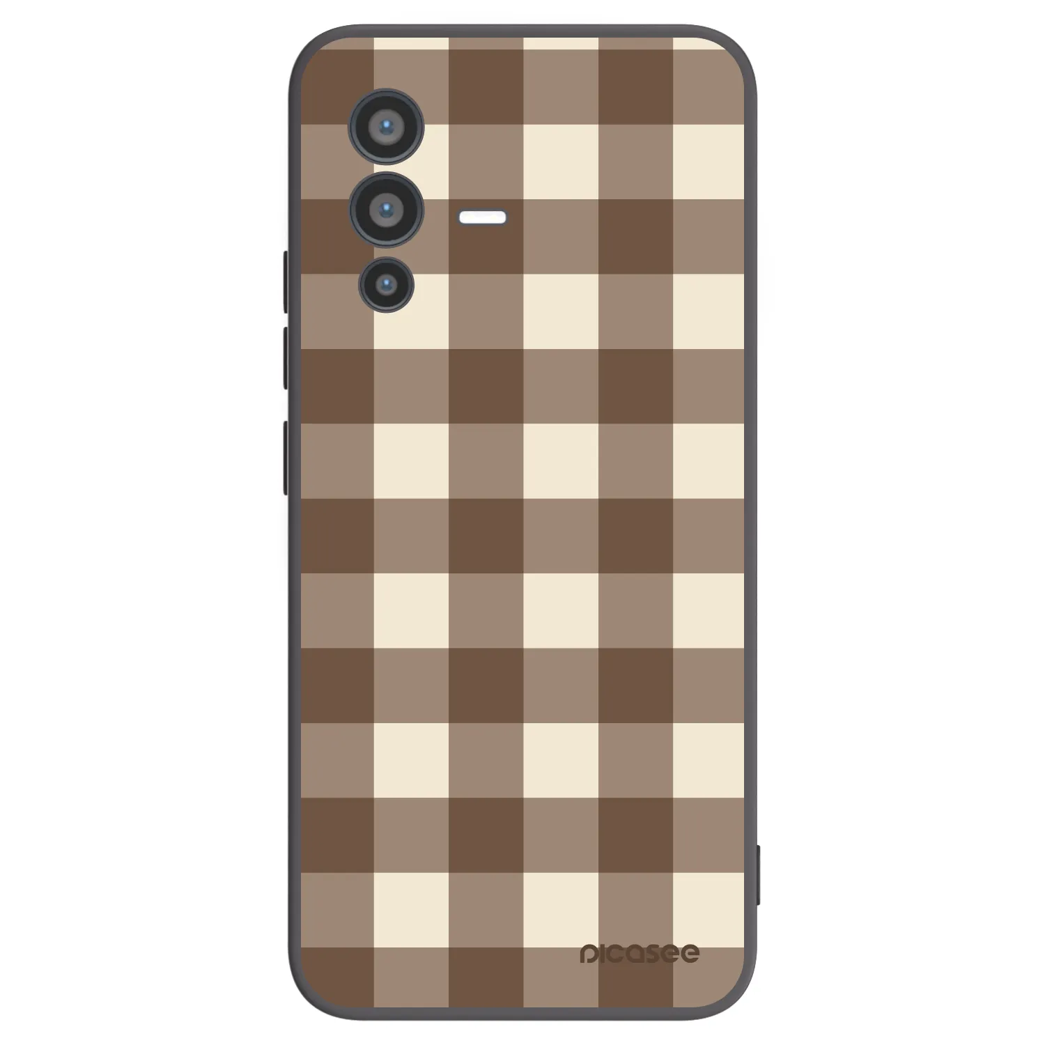 Picasee Vivo V23 5G Hülle - Schwarzes Silikon - Brown grid