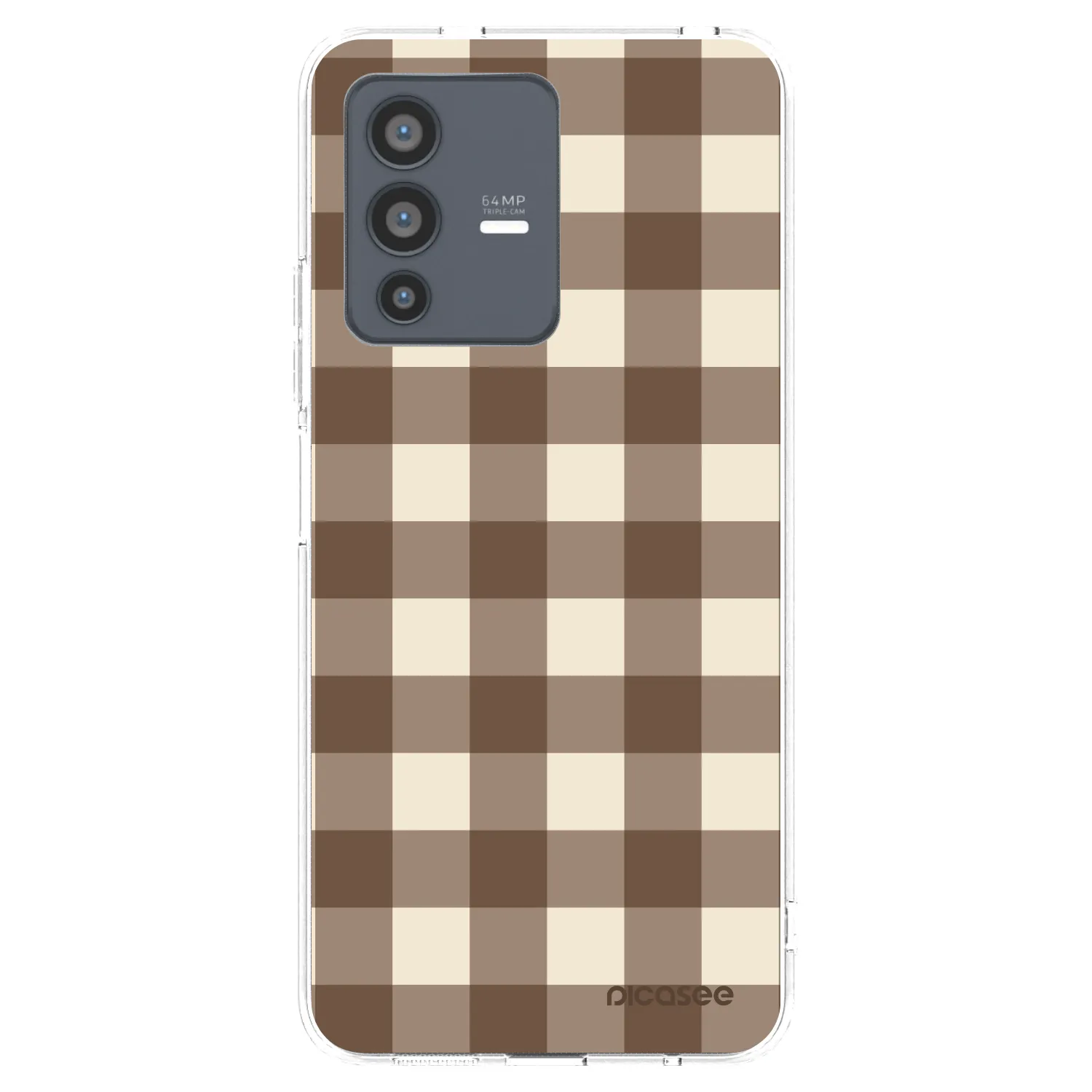 Picasee Vivo V23 5G Hülle - Transparentes Silikon - Brown grid