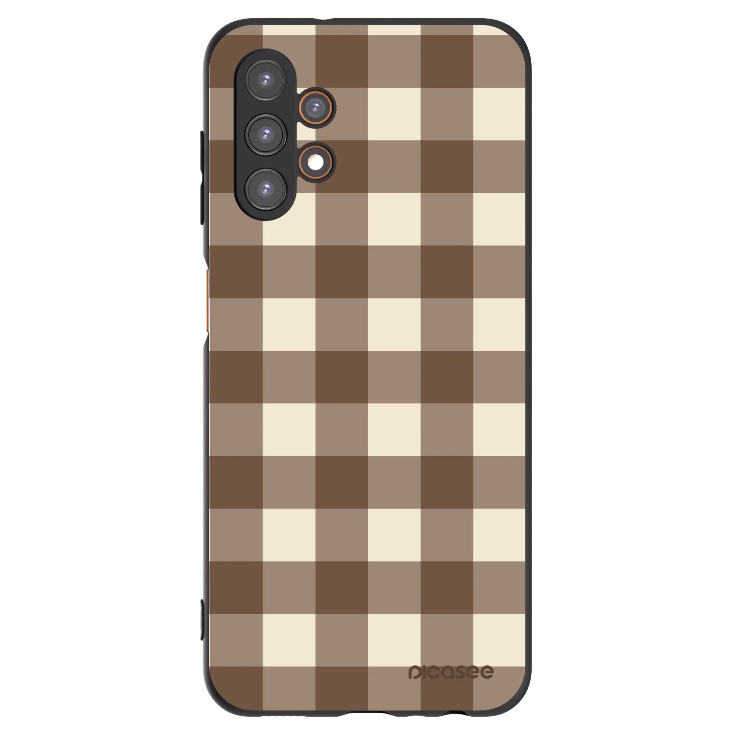 Picasee Samsung Galaxy A13 4G A135 Hülle - Schwarzes Silikon - Brown grid