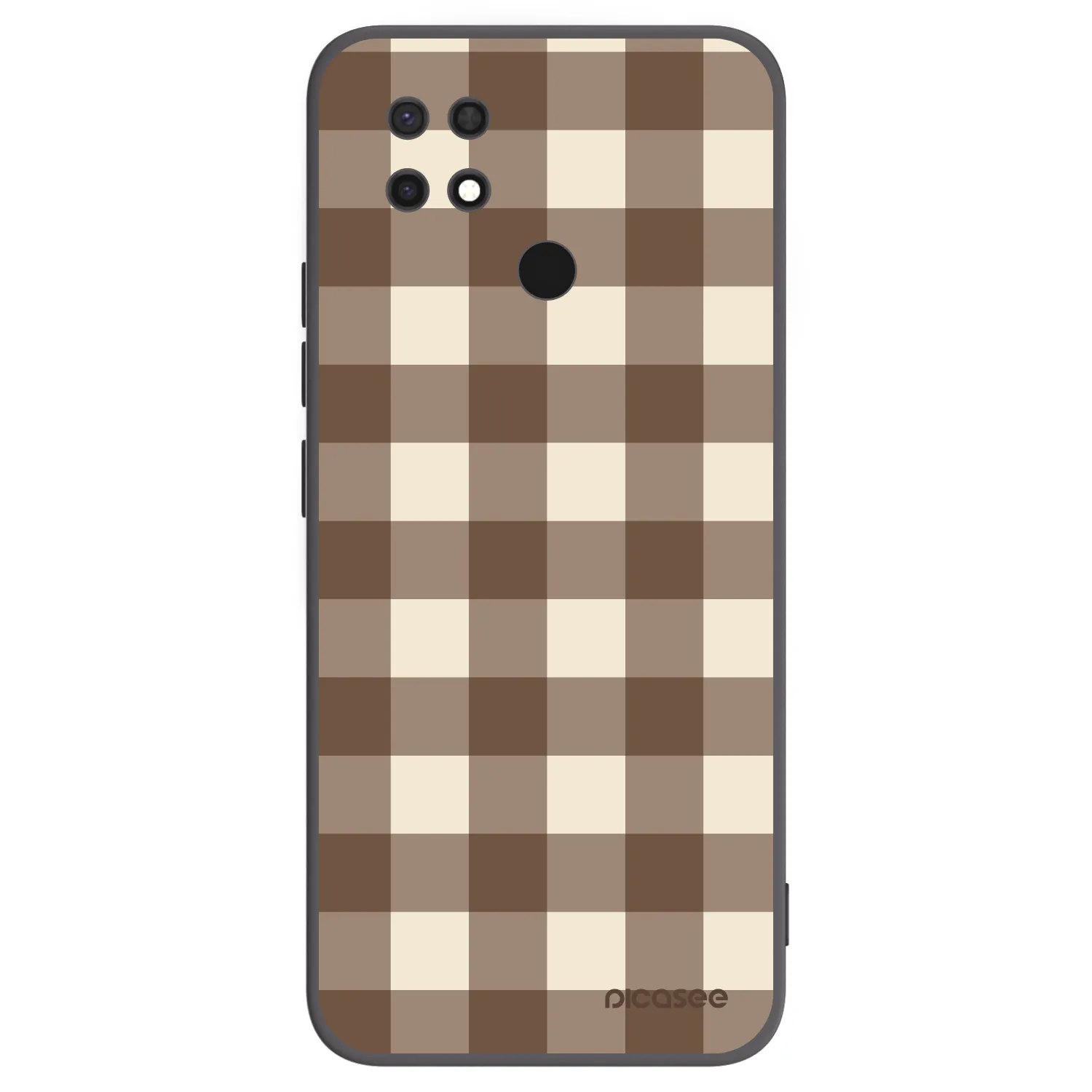 Picasee Xiaomi Redmi 10C Hülle - Schwarzes Silikon - Brown grid