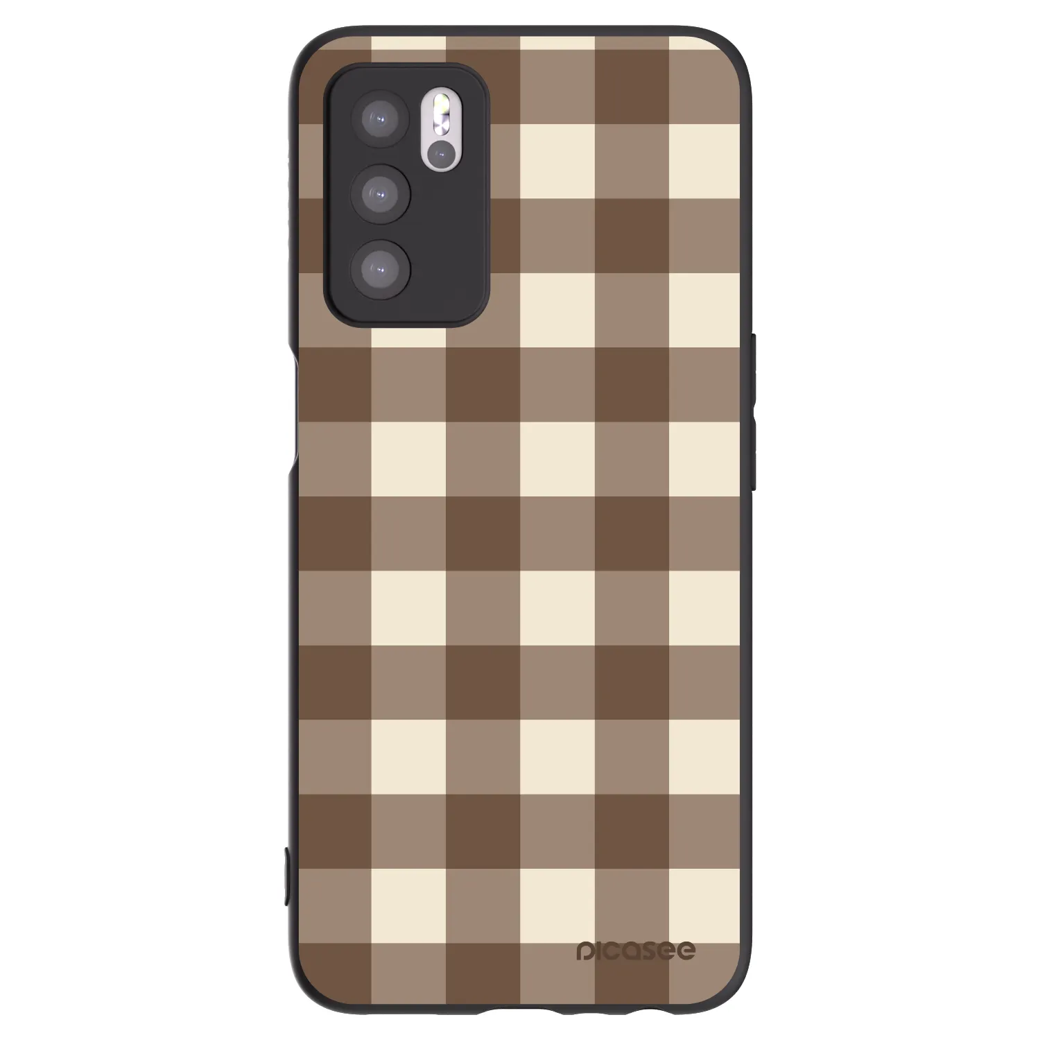 Picasee OPPO A16 Hülle - Schwarzes Silikon - Brown grid