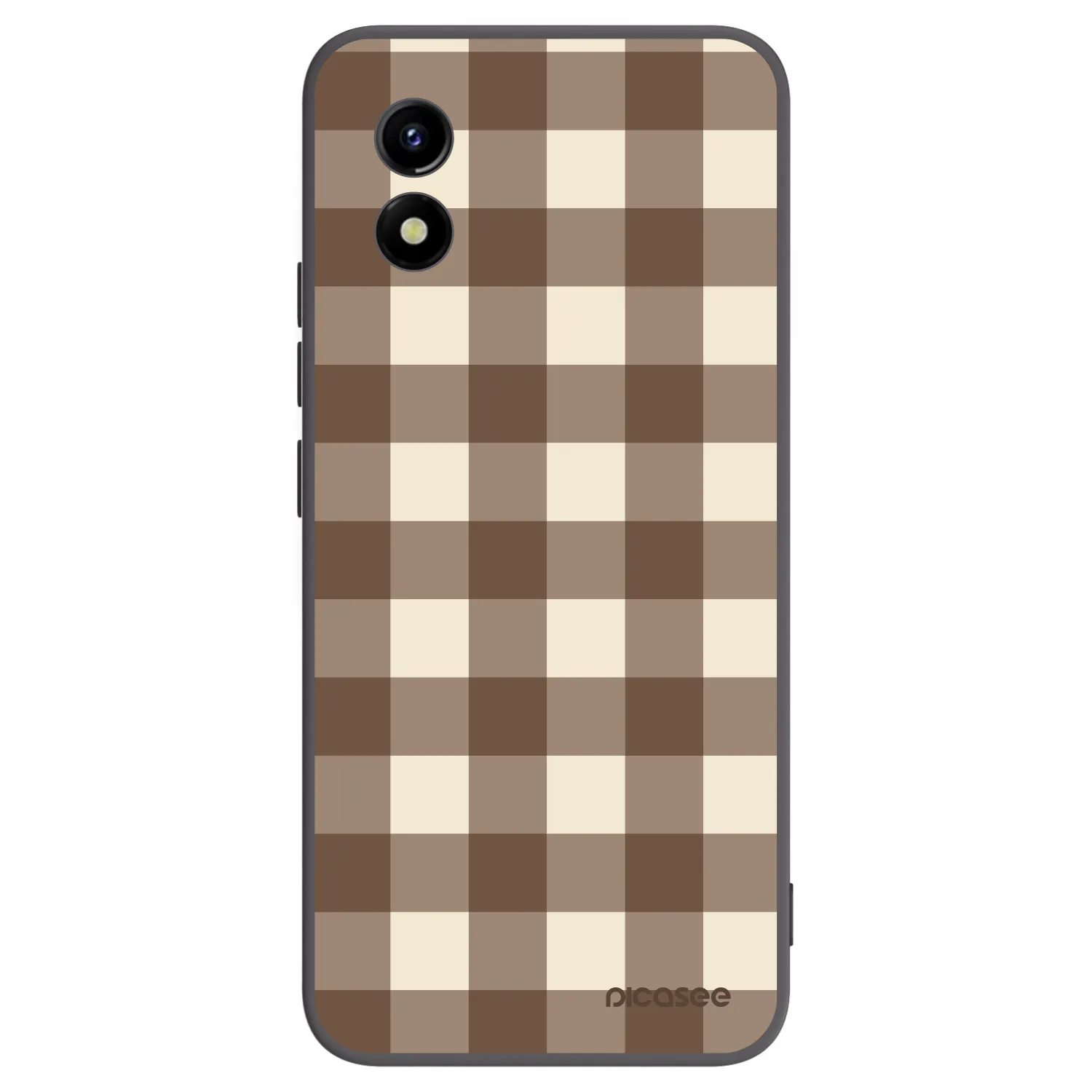 Picasee Vivo Y01 Hülle - Schwarzes Silikon - Brown grid