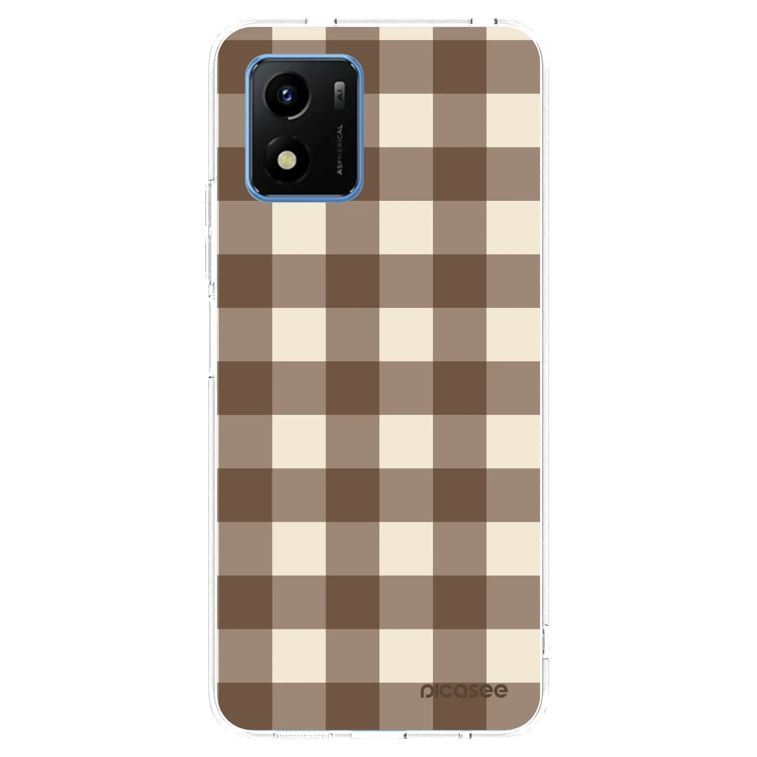 Picasee Vivo Y01 Hülle - Transparentes Silikon - Brown grid