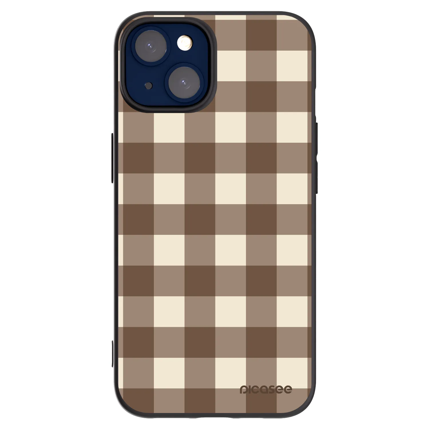 Picasee Apple iPhone 14 Hülle - Schwarzes Silikon - Brown grid