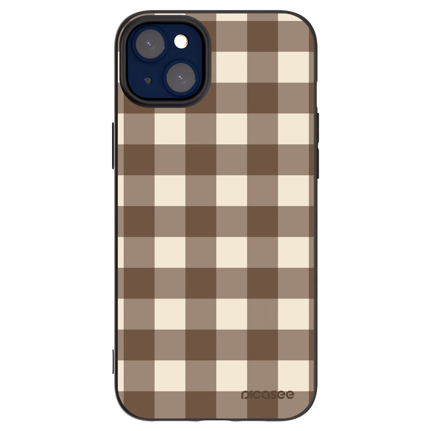 Picasee Apple iPhone 14 Plus Hülle - Schwarzes Silikon - Brown grid