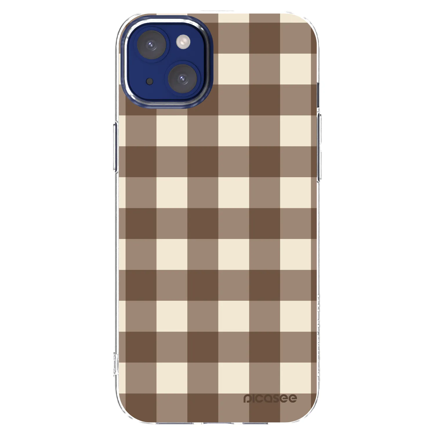 Picasee Apple iPhone 14 Plus Hülle - Transparentes Silikon - Brown grid