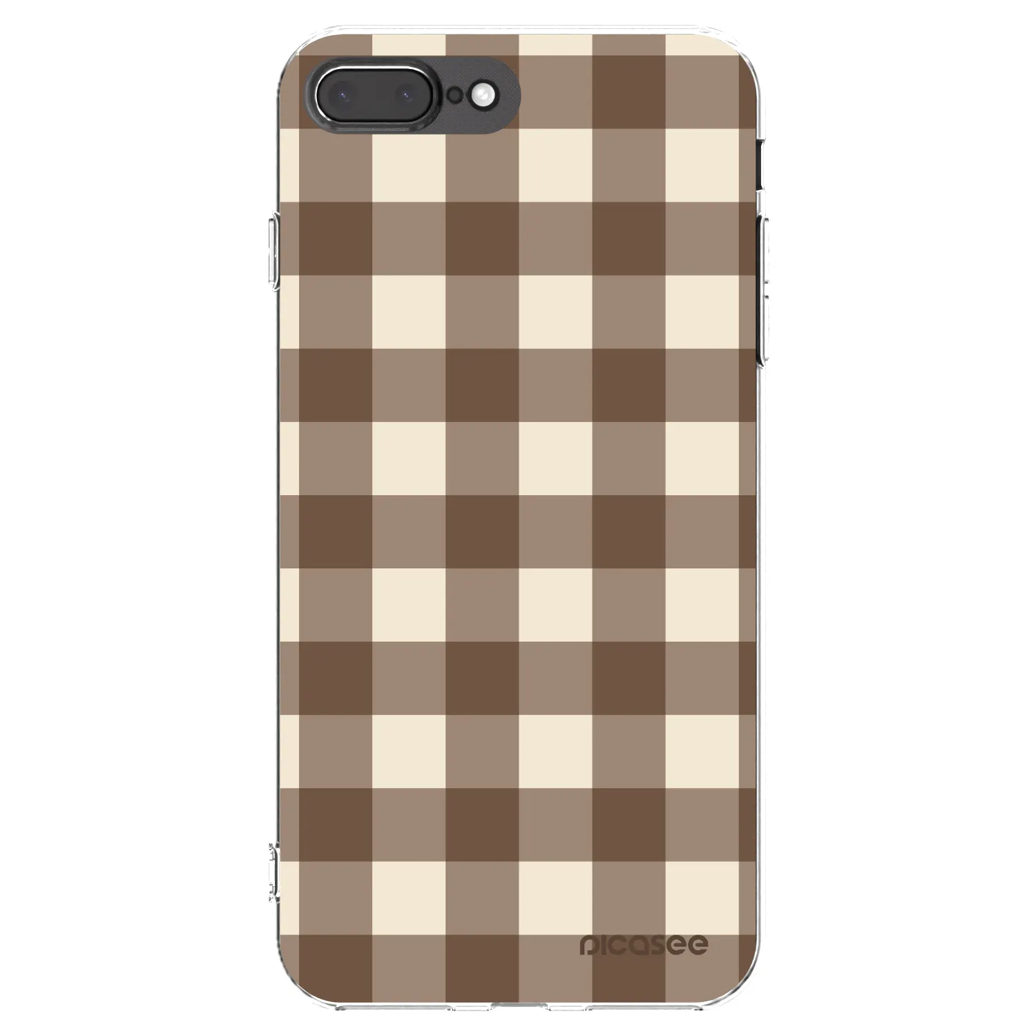 Picasee Apple iPhone 8 Plus Hülle - Transparentes Silikon - Brown grid