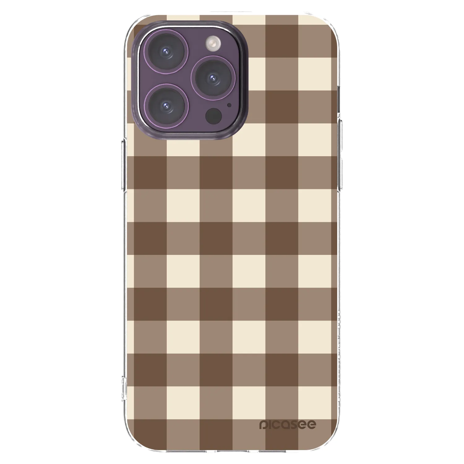 Picasee Apple iPhone 14 Pro Max Hülle - Transparentes Silikon - Brown grid