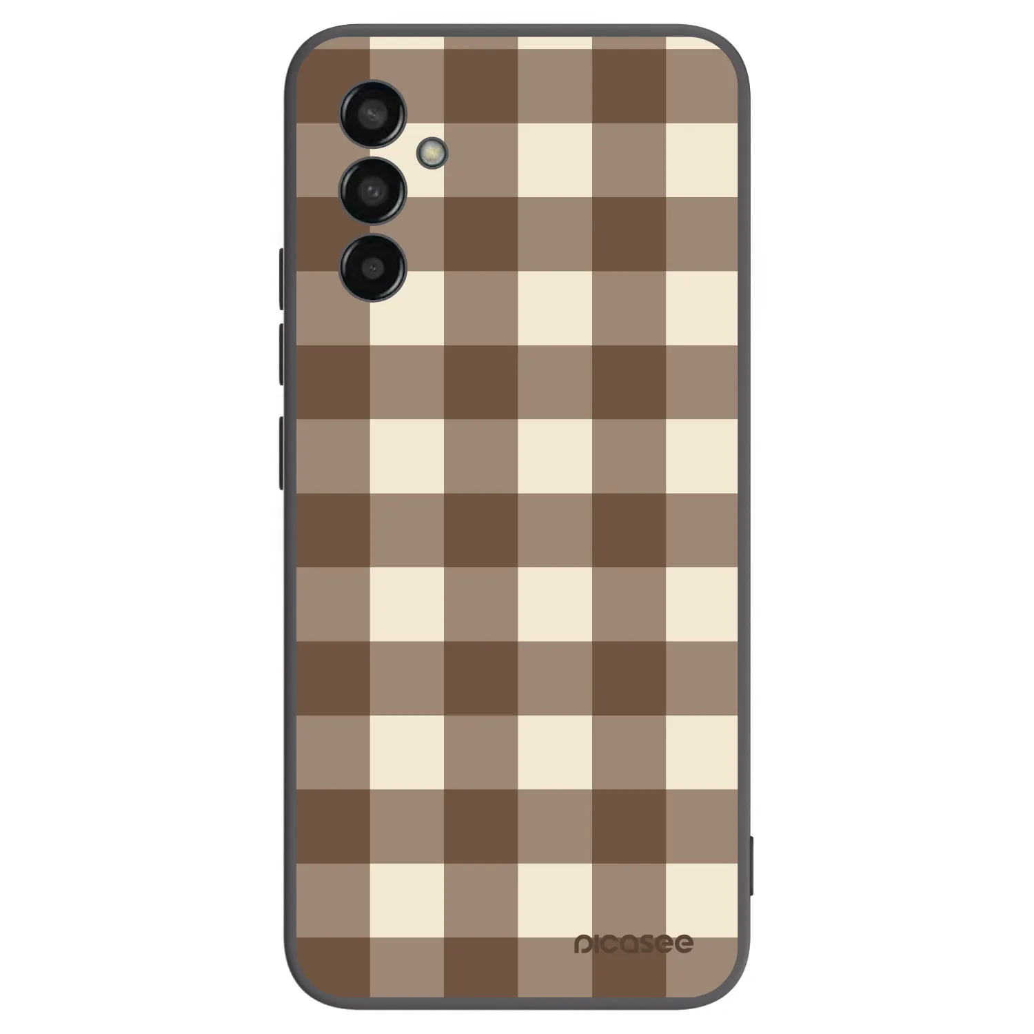 Picasee Samsung Galaxy M13 M135F Hülle - Schwarzes Silikon - Brown grid