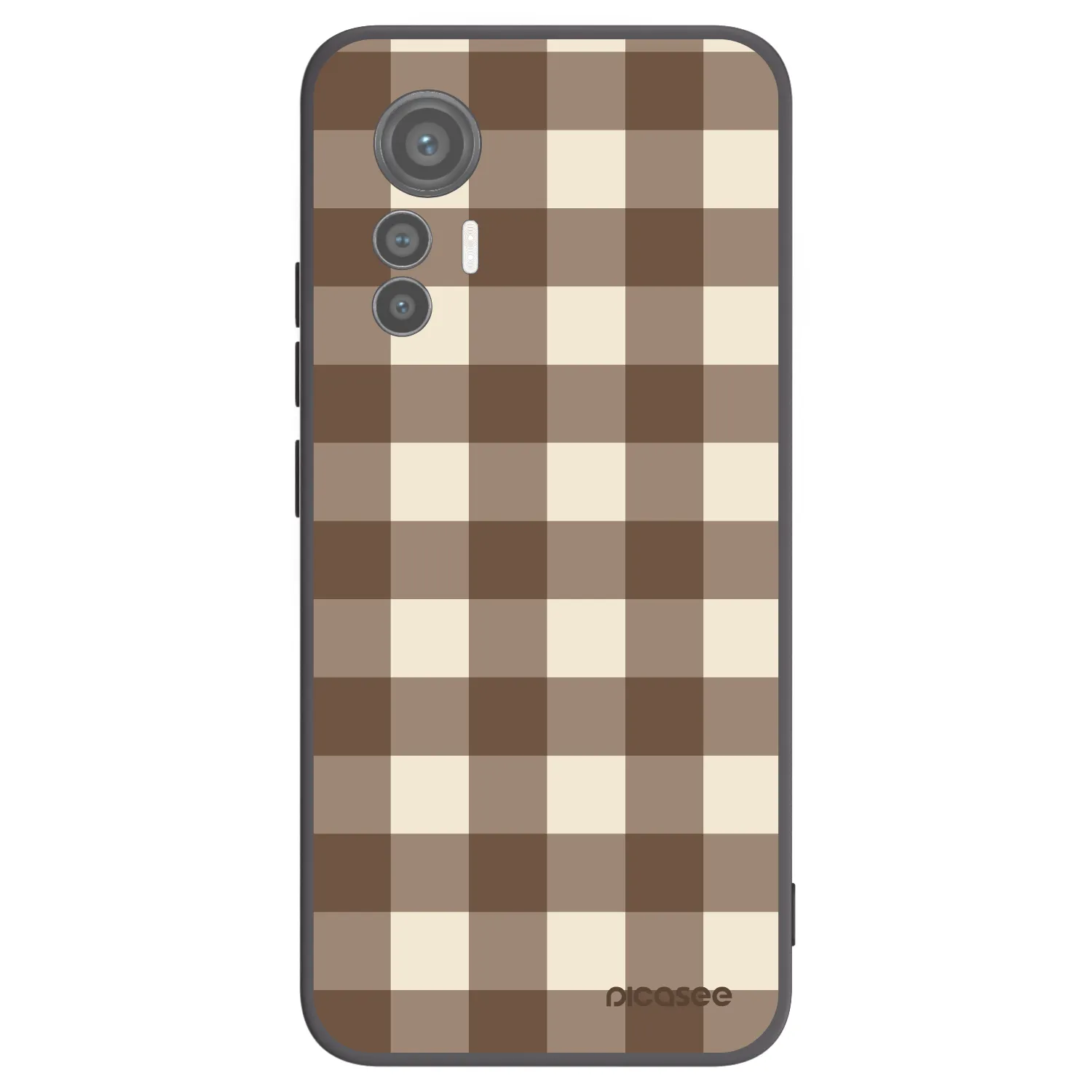 Picasee Xiaomi 12 Lite Hülle - Schwarzes Silikon - Brown grid