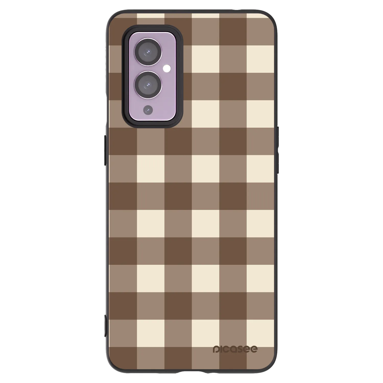 Picasee OnePlus 9 Hülle - Schwarzes Silikon - Brown grid