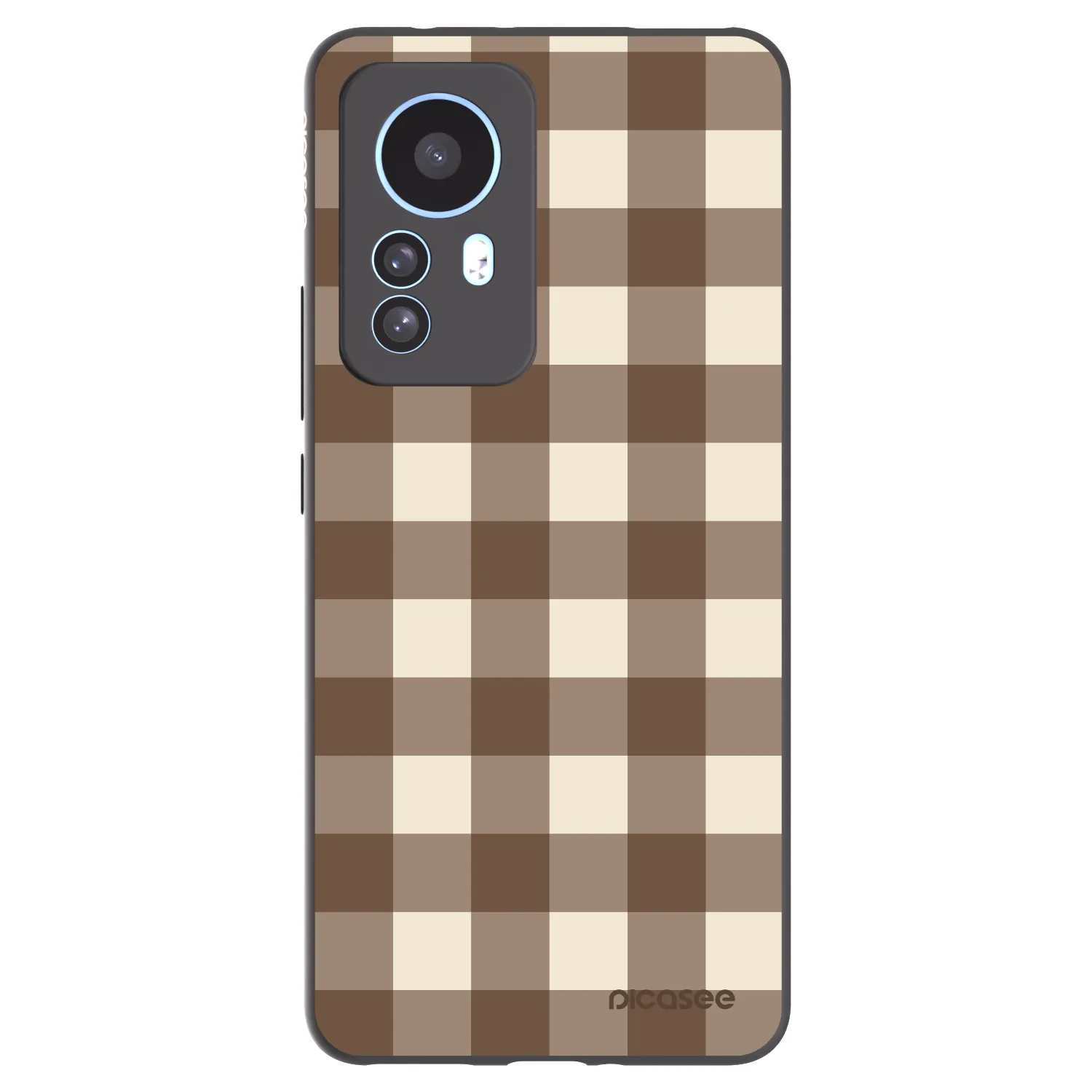 Picasee Xiaomi 12T Hülle - Schwarzes Silikon - Brown grid