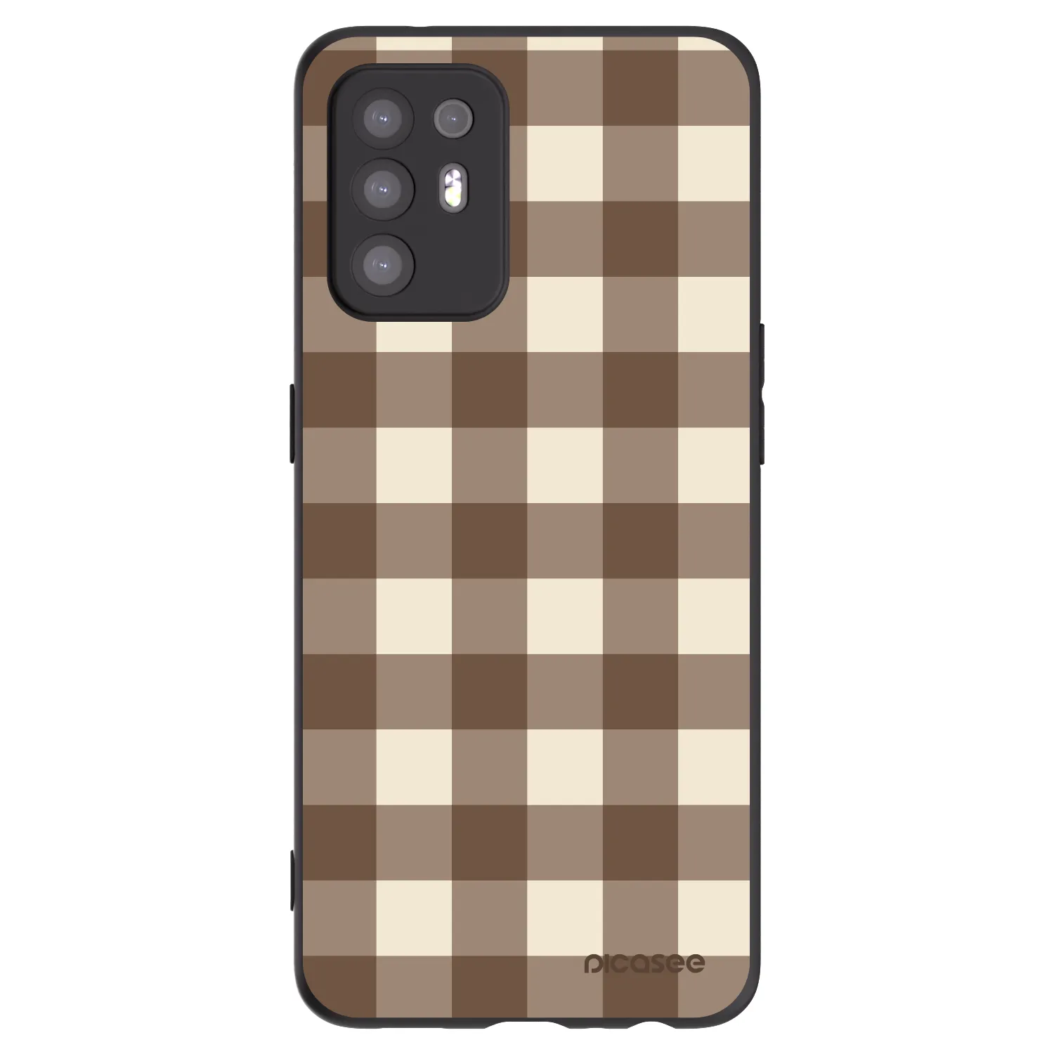 Picasee OPPO A94 5G Hülle - Schwarzes Silikon - Brown grid