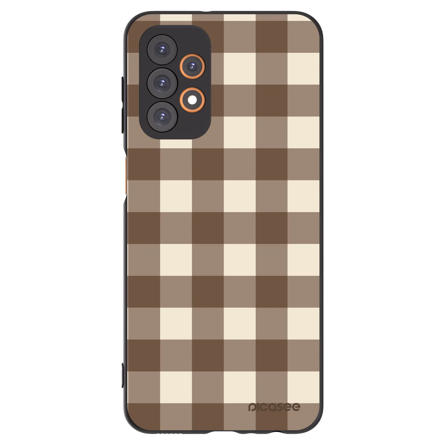 Picasee Samsung Galaxy A23 A235F 4G Hülle - Schwarzes Silikon - Brown grid