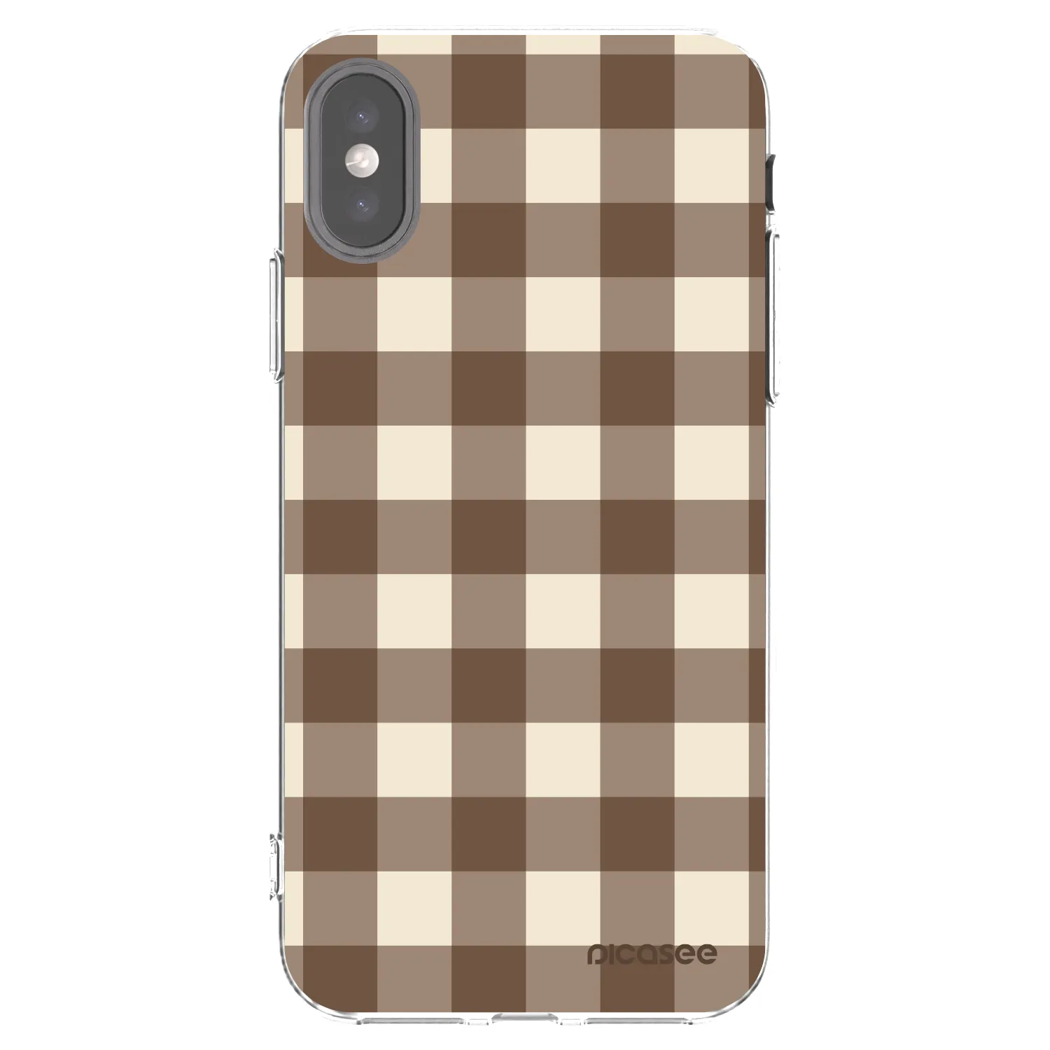 Picasee Apple iPhone X/XS Hülle - Transparentes Silikon - Brown grid