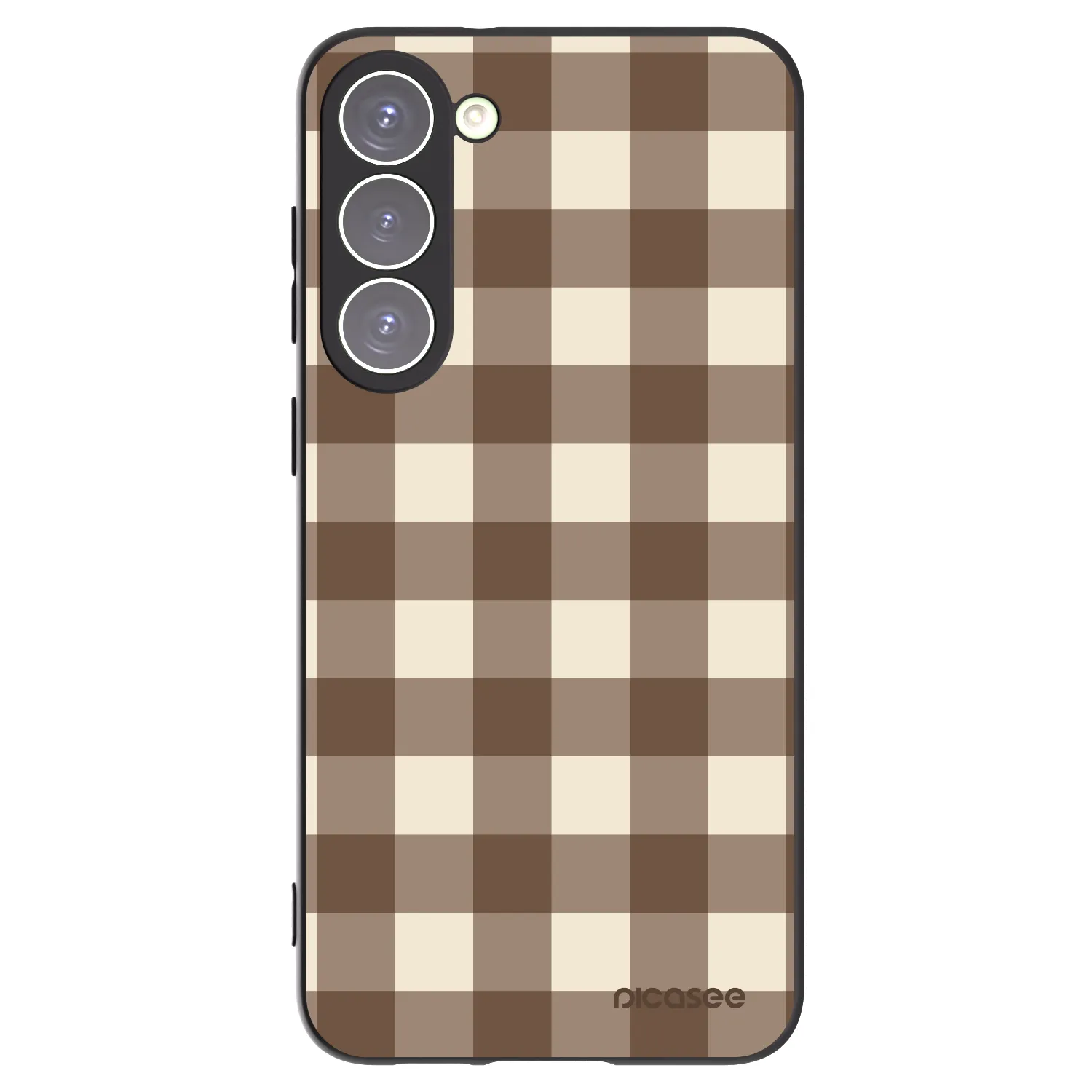 Picasee Samsung Galaxy S23+ 5G Hülle - Schwarzes Silikon - Brown grid