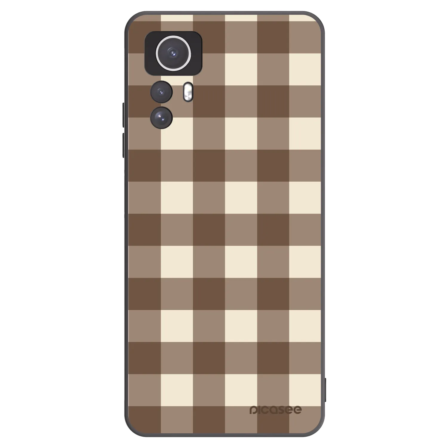 Picasee Xiaomi Redmi Note 12S Hülle - Schwarzes Silikon - Brown grid