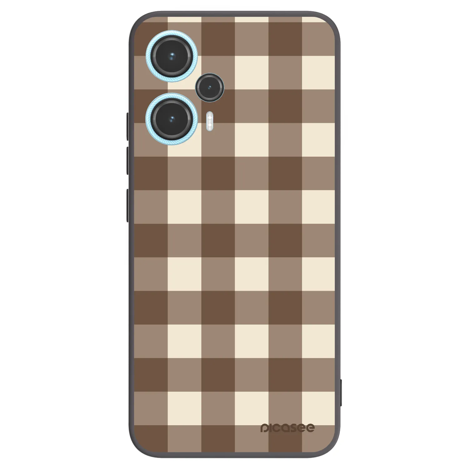 Picasee Xiaomi Poco F5 Hülle - Schwarzes Silikon - Brown grid