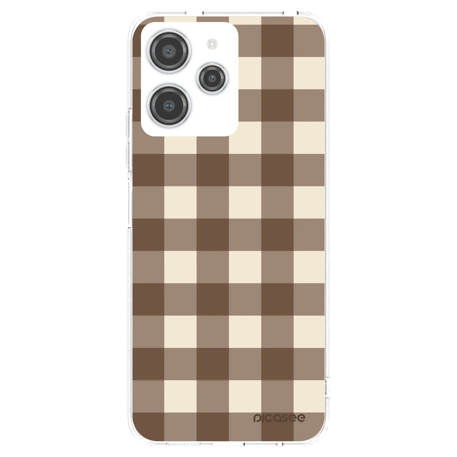 Picasee Xiaomi Redmi 12 4G Hülle - Transparentes Silikon - Brown grid