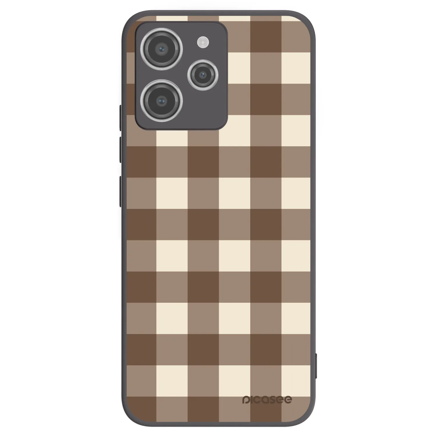 Picasee Xiaomi Redmi 12 4G Hülle - Schwarzes Silikon - Brown grid