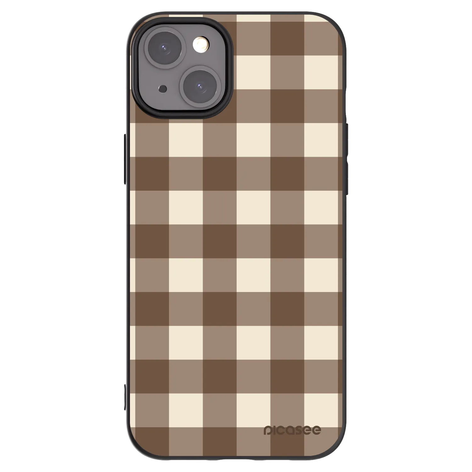 Picasee Apple iPhone 15 Plus Hülle - Schwarzes Silikon - Brown grid