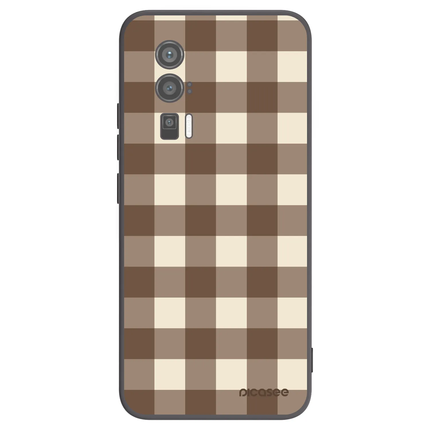Picasee Xiaomi Poco F5 Pro 5G Hülle - Schwarzes Silikon - Brown grid