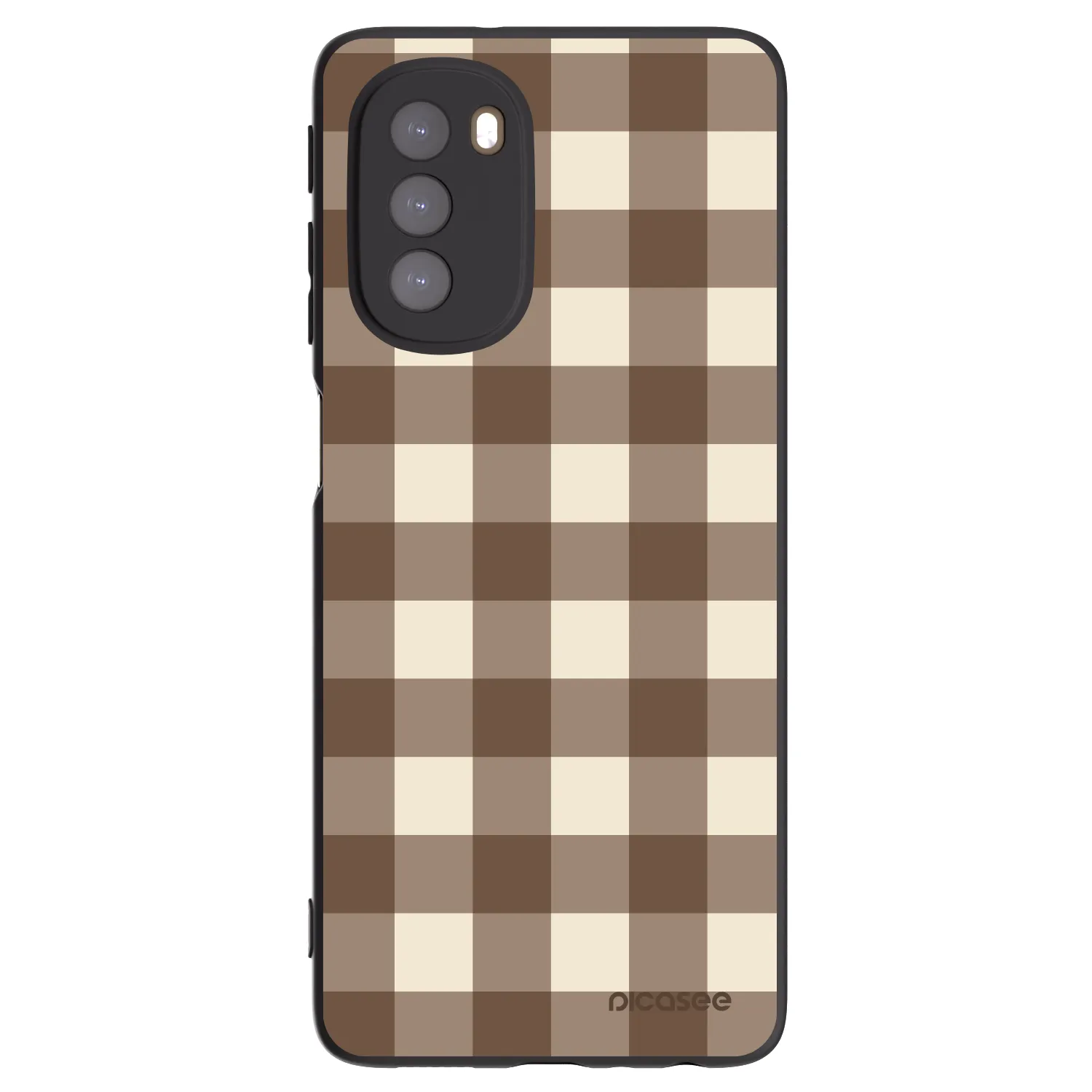 Picasee Motorola Moto G51 Hülle - Schwarzes Silikon - Brown grid