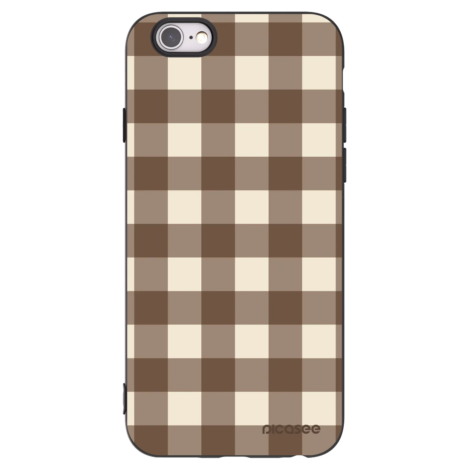 Picasee Apple iPhone 6/6S Hülle - Schwarzes Silikon - Brown grid