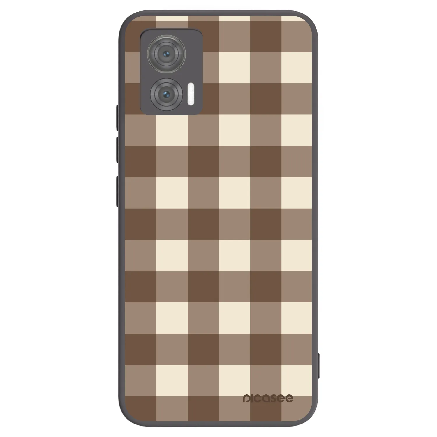 Picasee Motorola Edge 30 Neo Hülle - Schwarzes Silikon - Brown grid