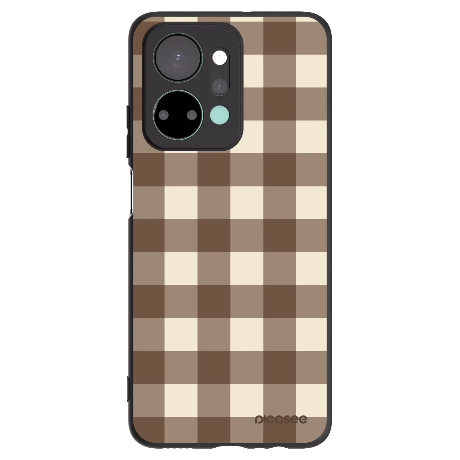 Picasee Honor X7a Hülle - Schwarzes Silikon - Brown grid