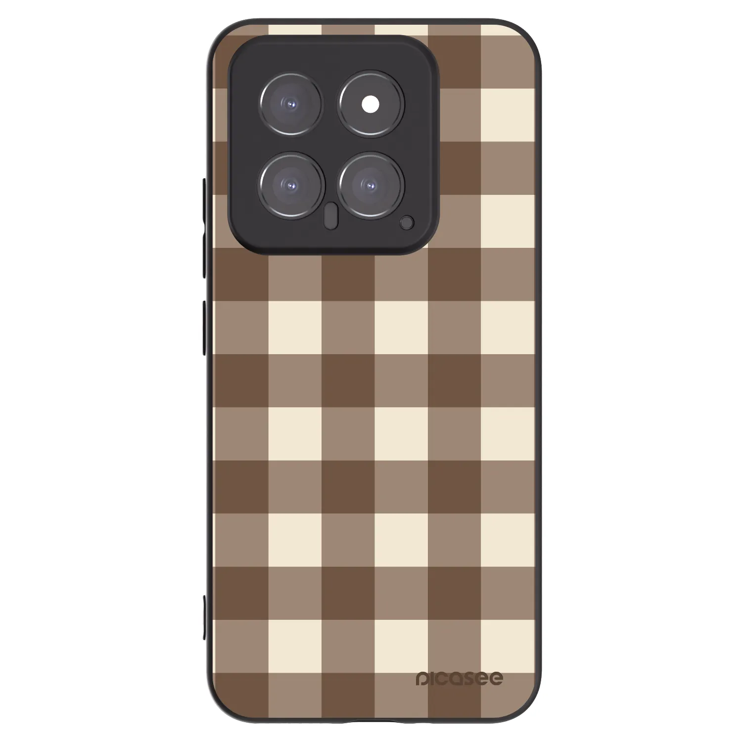 Picasee Xiaomi 14 Hülle - Schwarzes Silikon - Brown grid
